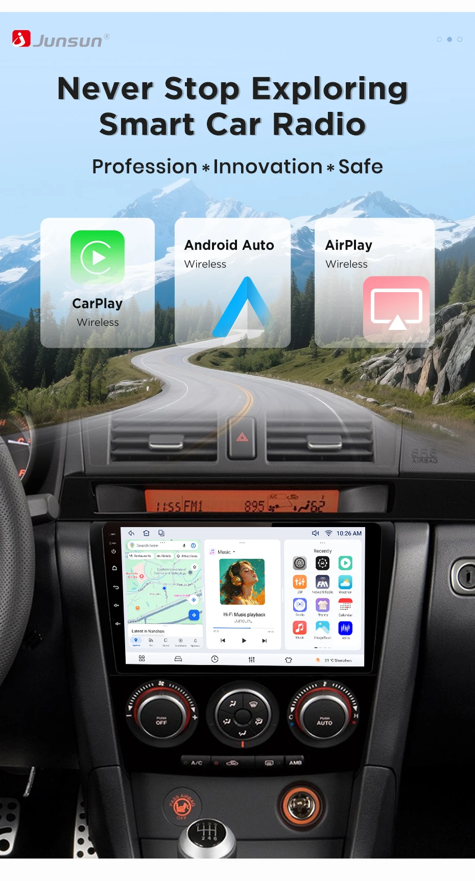 Junsun Wireless CarPlay Android Auto Autoradio für Mazda 3 BK Maxx Axel 2004-2013 Auto-Intelligentes System DSP SWC RDS GPS FM BT – Detail 2
