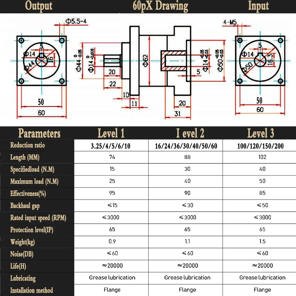 Nema23 Planet Reducer 57 Stepper Moto Planetary Gearbox per Nema 24 Motore Brushless 60 Servo 3:1,5:1,10:1~216/1 Parti CNC