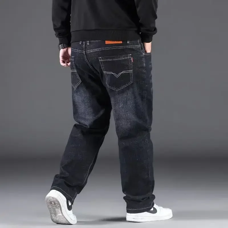 Invisible Open-Seat Pants Autumn and Winter Fleece-Lined Thick Jeans Men's Straight Loose Large Size Full-Open Type Outdoor