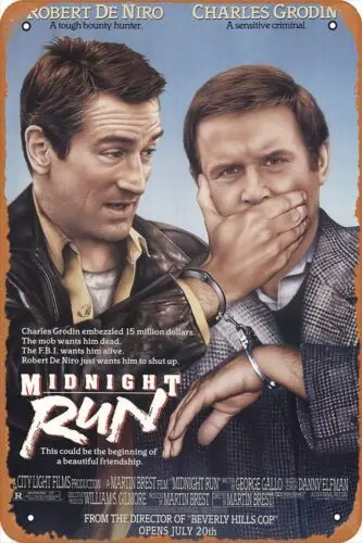 Midnight Run (1988) Wanddekoration für das Büro, Metall-Blechschild, Poster, Aluminium