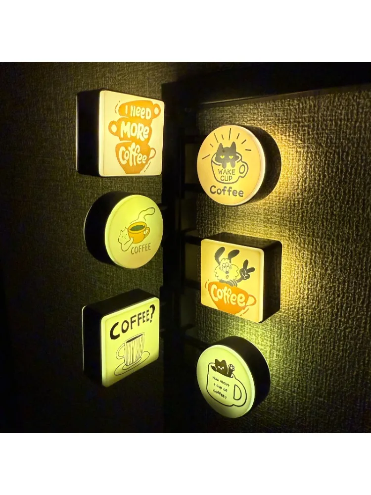 Kaffee-Bar LED-Kühlschrankmagnet mit Licht Kreatives Pegboard-Dekor für Zuhause und Café Beleuchtetes Schild