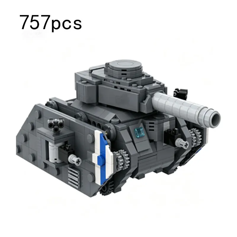 MOC 757pcs Heavy Tank Model Small Particle Assembly Building Blocks Armored Tracked Vehicle Boy Desktop Toy Ornament