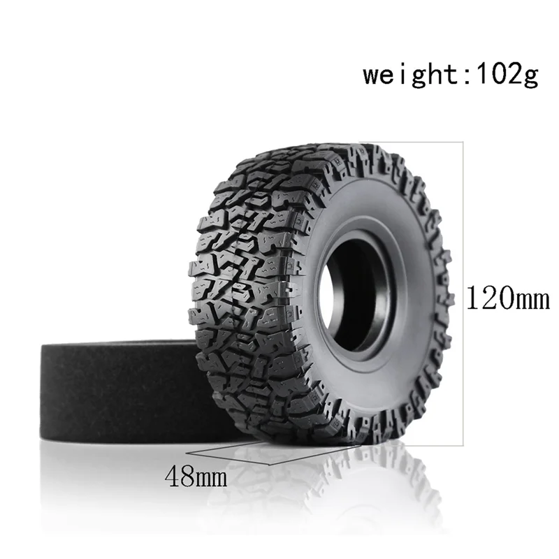 4Pcs 120Mm 1.9Inch Rubber Tire Wheel Tyre for 1/10 RC Crawler Car Traxxas TRX4 RC4WD D90 Axial SCX10 90046 II III