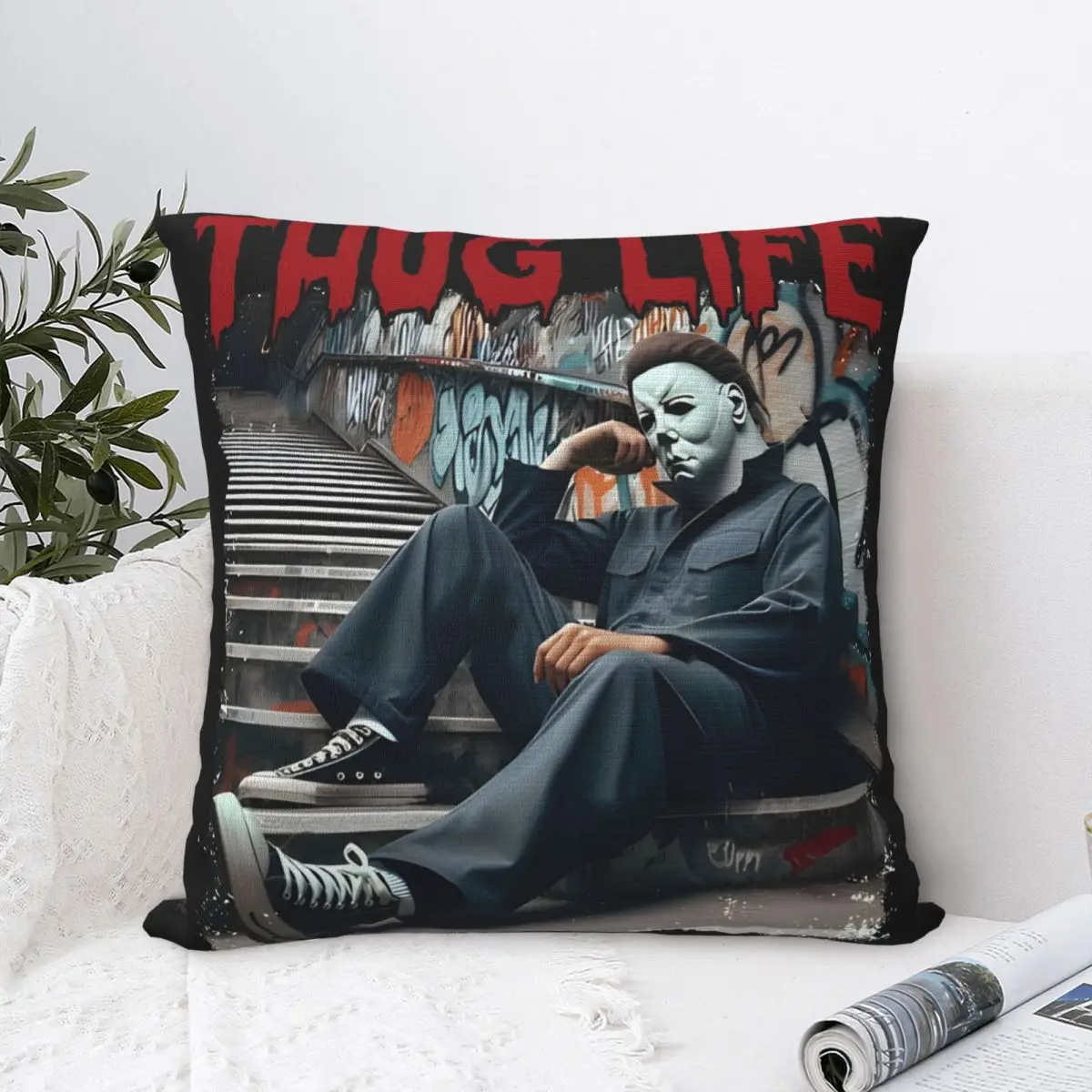 Michael Myers Halloween Horror Movie Printing Pillowcases Cushion Cover thug life Pillow Covers Y2K Sofa Decorations Square