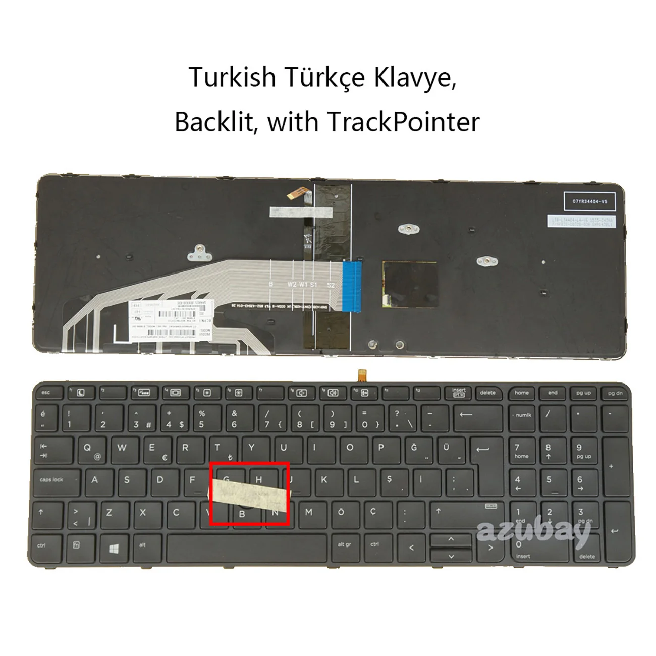 Backlit Keyboard for HP Probook 650 G2 G3, 655 G2 G3, Turkish Layout with Pointer Compatible with 841137 831023 841145-141