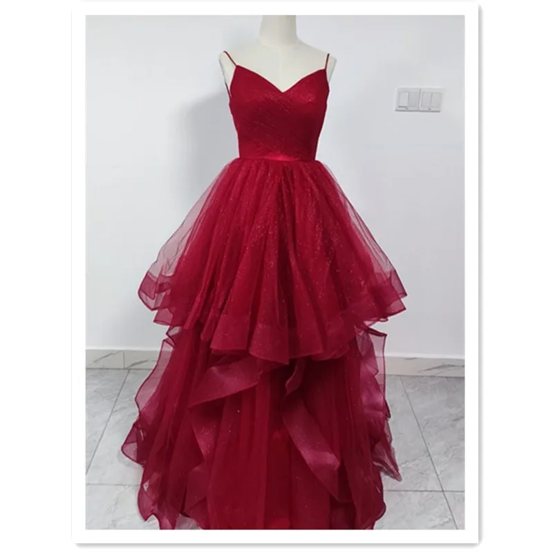 Vestido de noche rojo vino con tirantes finos, vestido ajustado para cena nupcial, brindis, sección ostentosa, banquete, graduación, personalizado