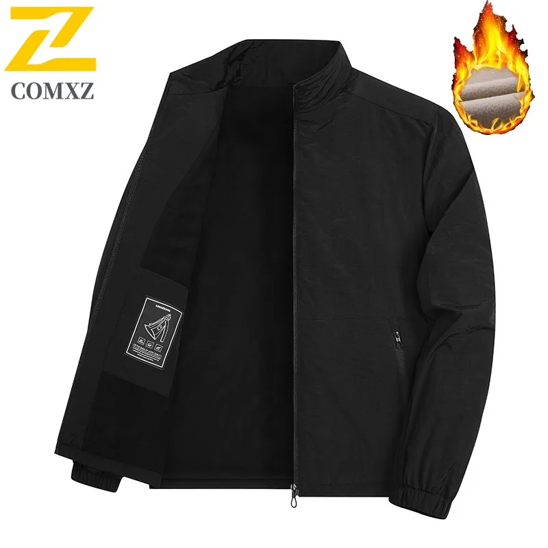 

COMXZ Простая куртка для поездок на работу 2025 Мужская офисная толстая теплая мотоциклетная куртка для повседневного использования Легкая долговечная зимняя новая одежда