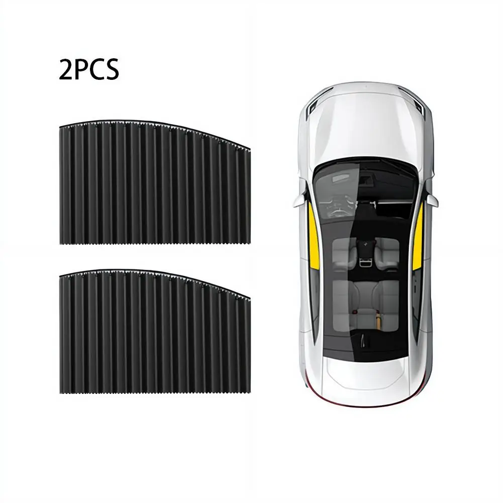 2/4 Stück Auto-Sonnenschutz Seitenfenster-Vorhang Faltbarer UV-Schutz Zubehör Schwarzer Reiner Stoff Auto-Accessoires – Detail 1