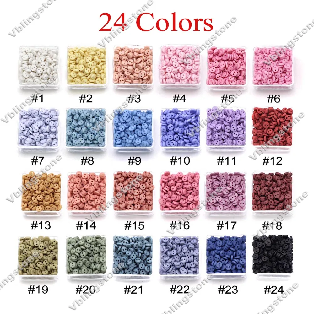 100Pcs Round Mini Buttons 4MM Plastic Resin Sew Buttons for Dolls Scrapbooking 2Holes Round Buckles Sewing Supplies Handmade