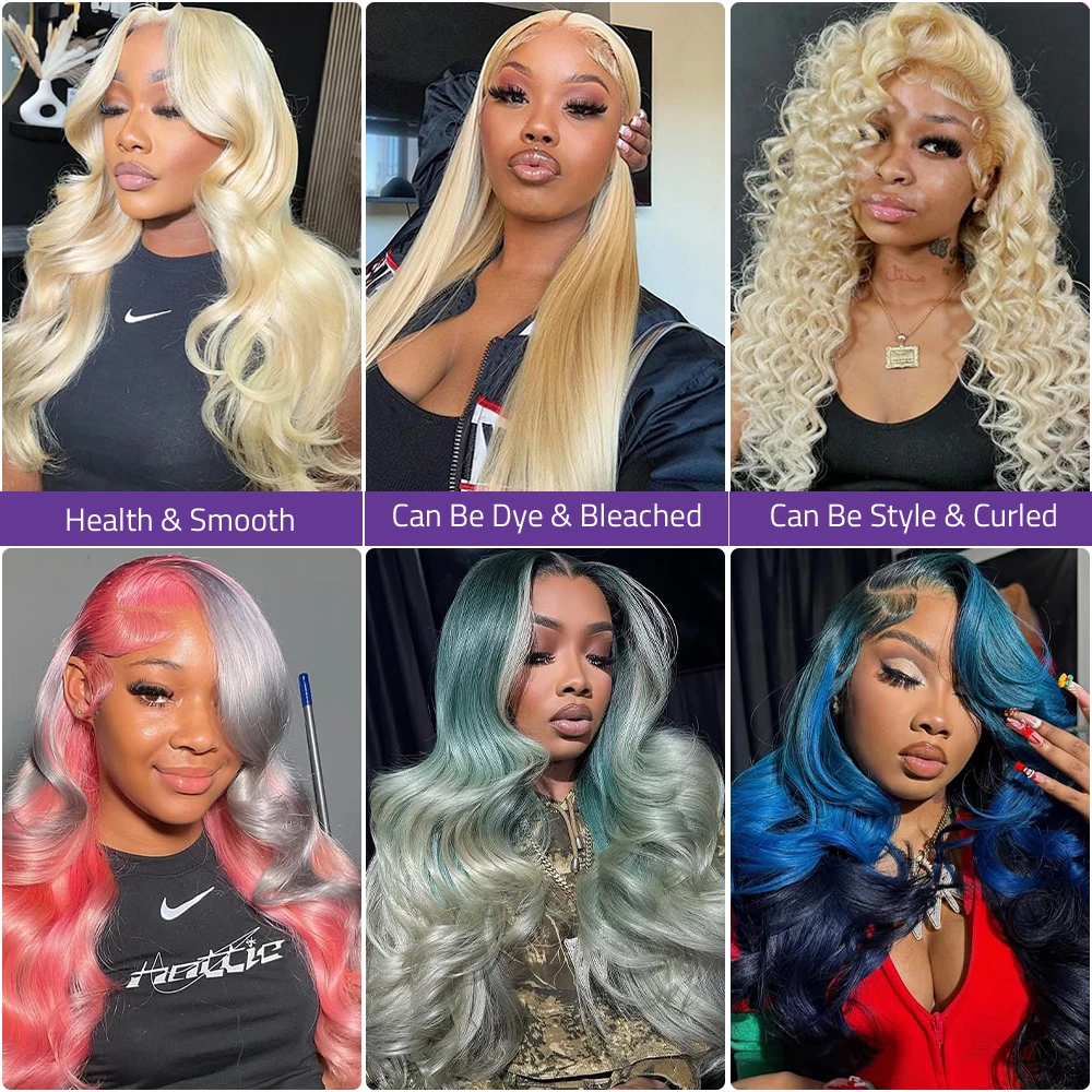 613ブロンドボディウェーブ13x6 HDレースフロント100%人毛ウィッグ30インチ36インチハニーカラーレースクロージャーフロントウィッグ黒人女性用