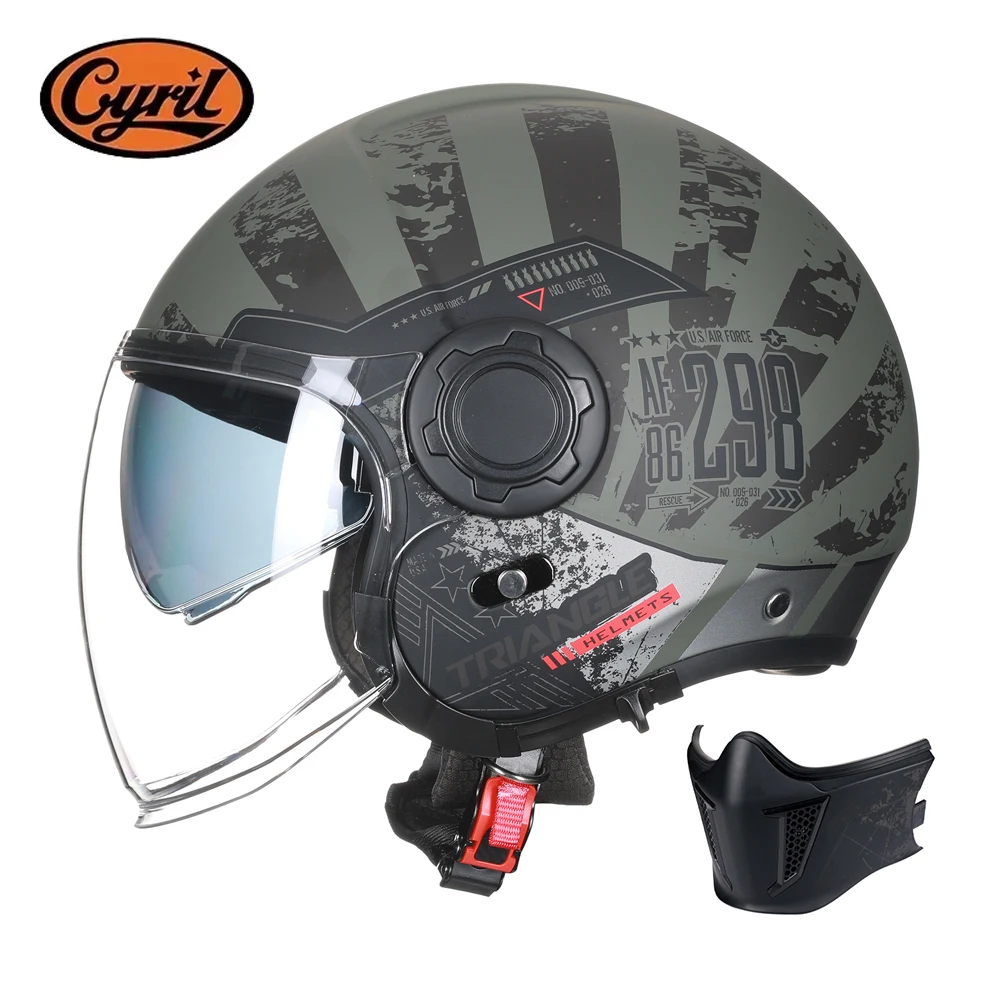 Dual Visors Modular Motorcycle Helmet Retro Flip Up Open Face Adult Electric Scooter Helmet for Men and Women Size S M L XL XXL