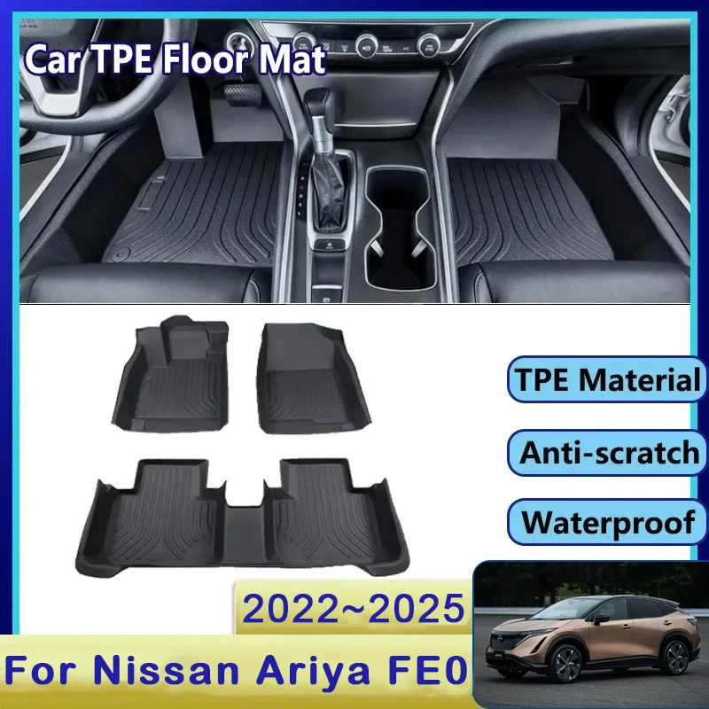 

Автомобильные коврики для Nissan Ariya FE0 2022 2023 2024 2025, водонепроницаемые накладки, накладка на левую ногу водителя, напольная крышка, автомобильные аксессуары