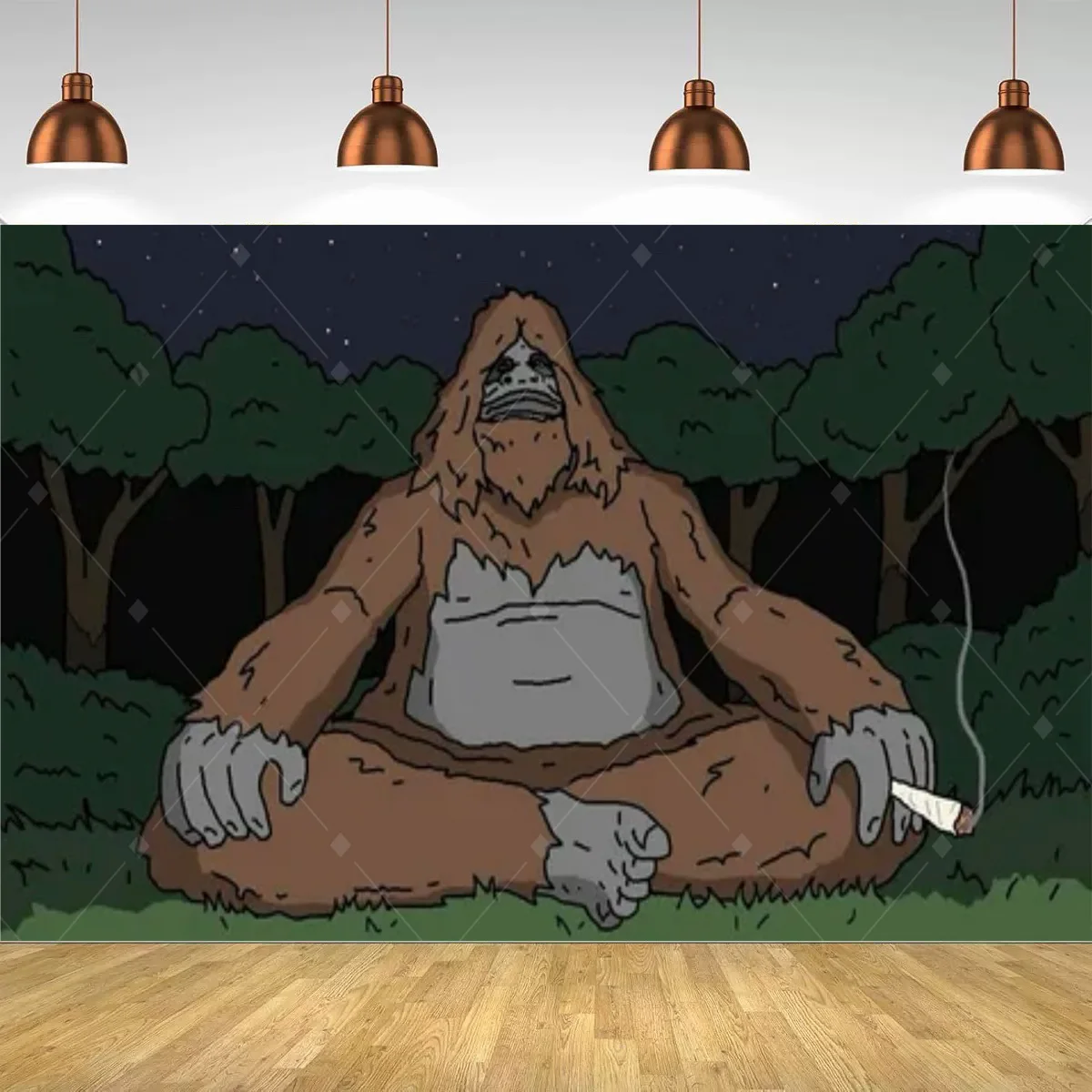 The Big Lez Show Sassy The Sasquatch Hintergrundposter, psychedelischer Cartoon-Wandkunstdruck, Heimdekoration für Zimmer, ästhetisches Banner – Detail 7
