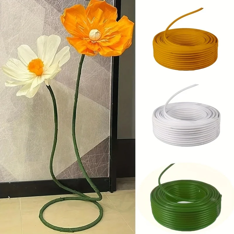 5M Cuttable Flexible Floral Stem Tubing Bendable Artificial Flower Stem Plant Support Stake Balloon Arch Frame DIY Craft Suppl