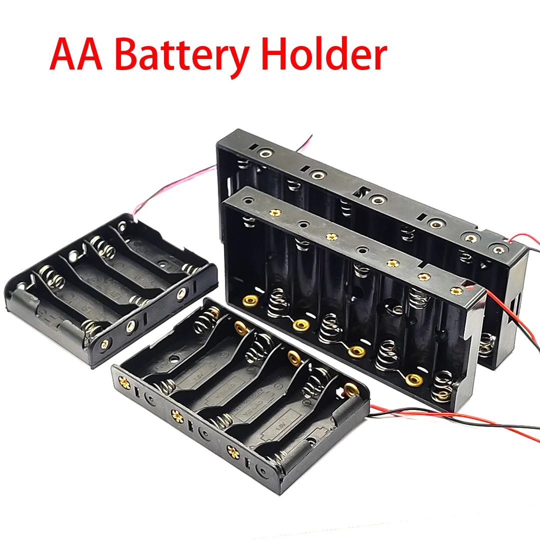 5/6/8/10 Slot AA Battery Holder AA Battery Storage Case AA Battery Box AA Case With Cable DIY