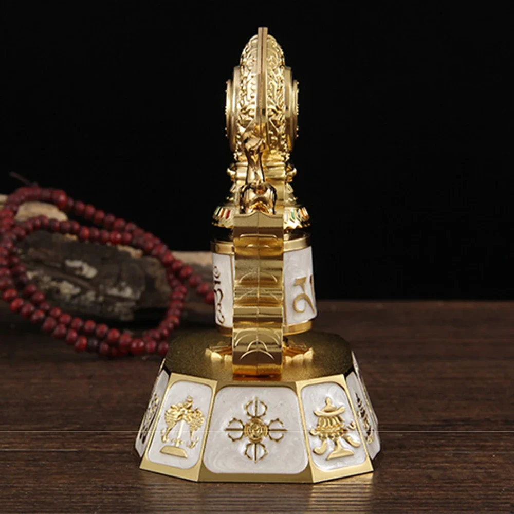 Car Mounted Six-character Mantra Prayer Wheel, Battery Electric Scripture Wheel, Car Decorative Crafts, Buddhist Ornaments