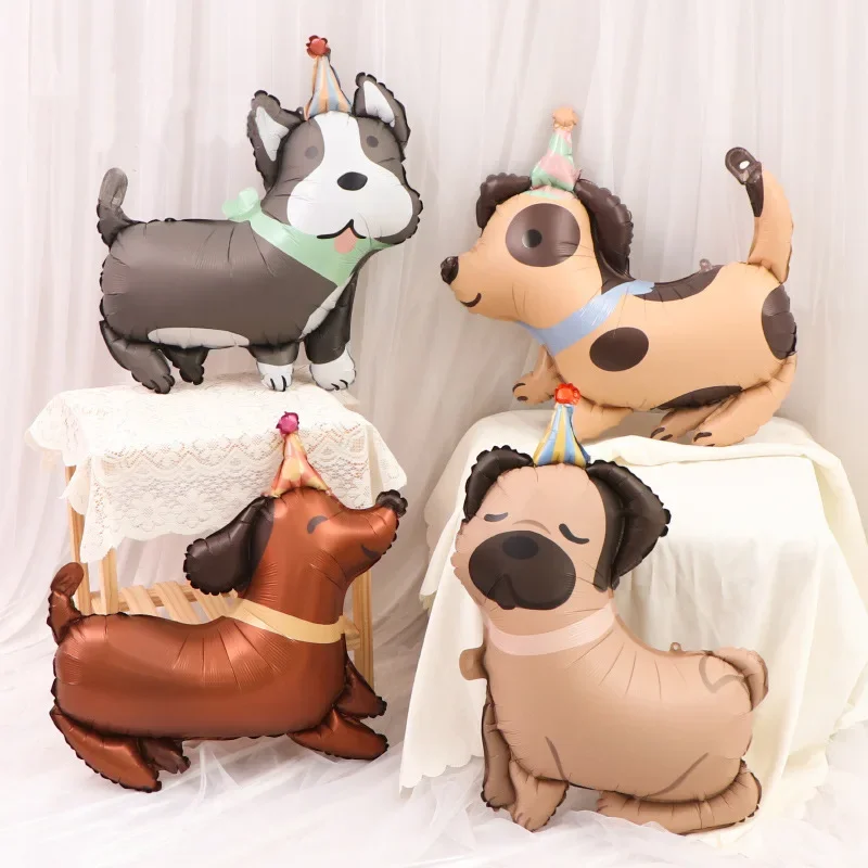 1pc Matte Cartoon Animal Dog Series Husky Dachshund Aluminum Film Balloon Children Birthday Party Decoration Baby Shower Globos