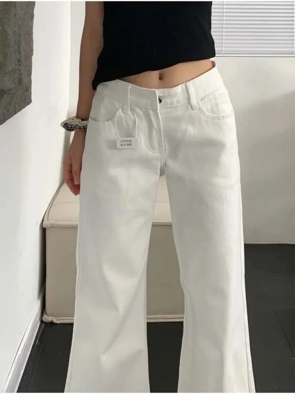 

Джинсы Bootcut Y2K размера плюс для женщин Rip Slim Fit Повседневные каваи для взрослых Нейтральные брюки с двойной пуговицей Bootleg Удобные синие средние брюки