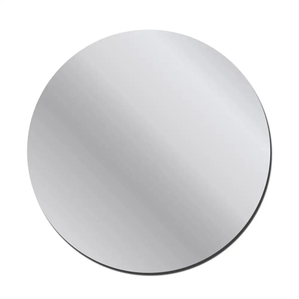 2Pcs Round 3D Mirror Wall Sticker Room Home Acrylic Mural Decor (Silver 30cm)