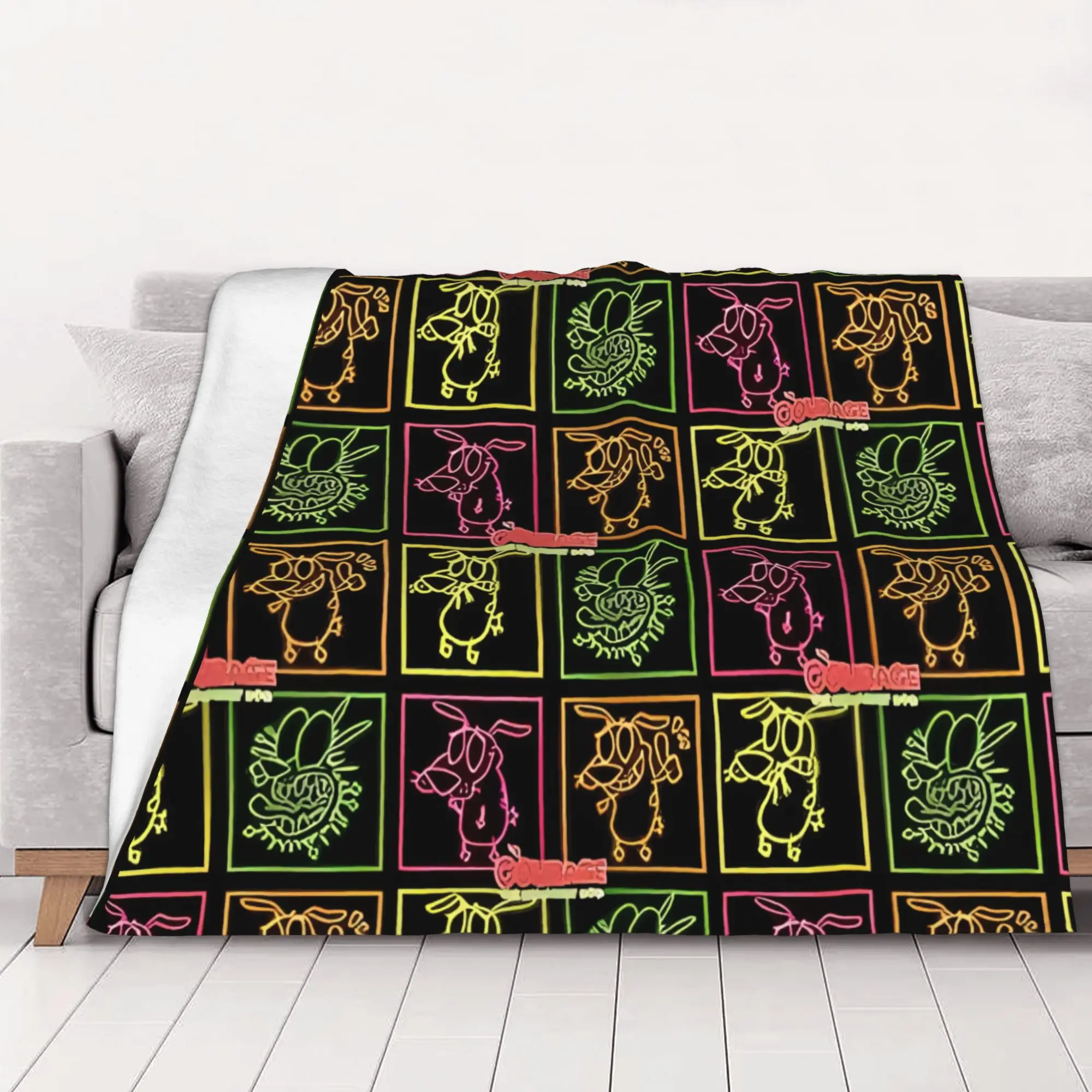 1PC home Cutecore LED Inspired By Cartoon cCourage the Cowardly Dog Blanket Super Cosy Plush Home Living Room Sofa halloween