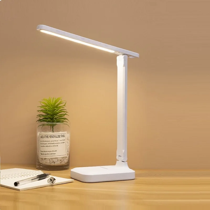 6000K USB Rechargeable Table Lamp With Battery Stepless Dimming Powerful Desk Lamp Foldable Eye Protection Reading For Students