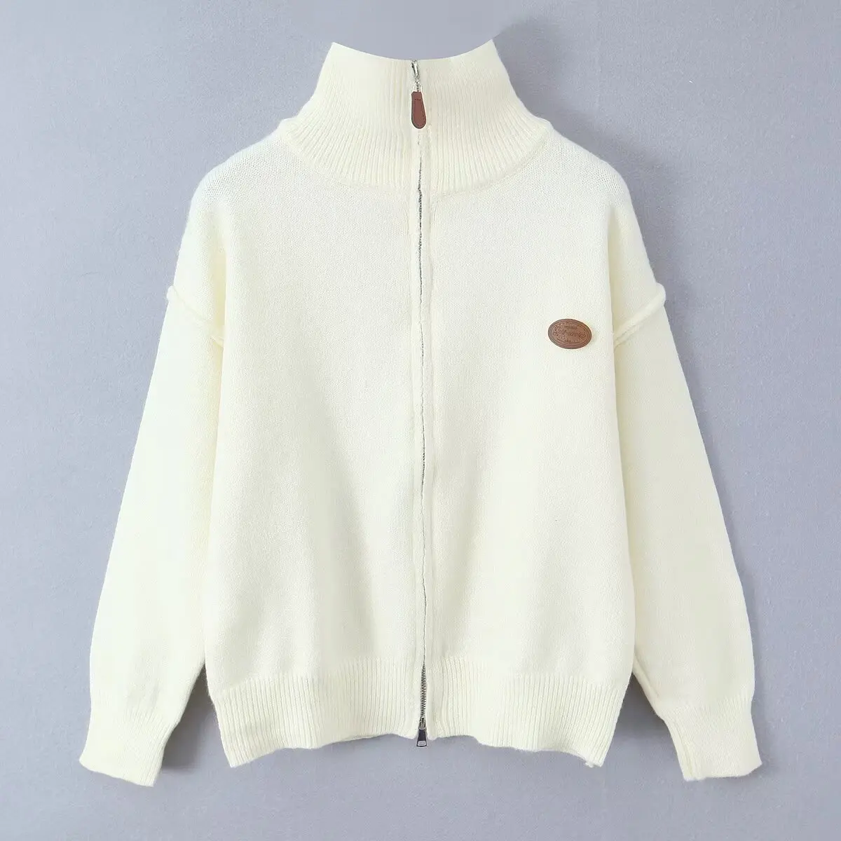 

Women's Fashion Casual Zipper Stand Collar Knit Cardigan Z32F