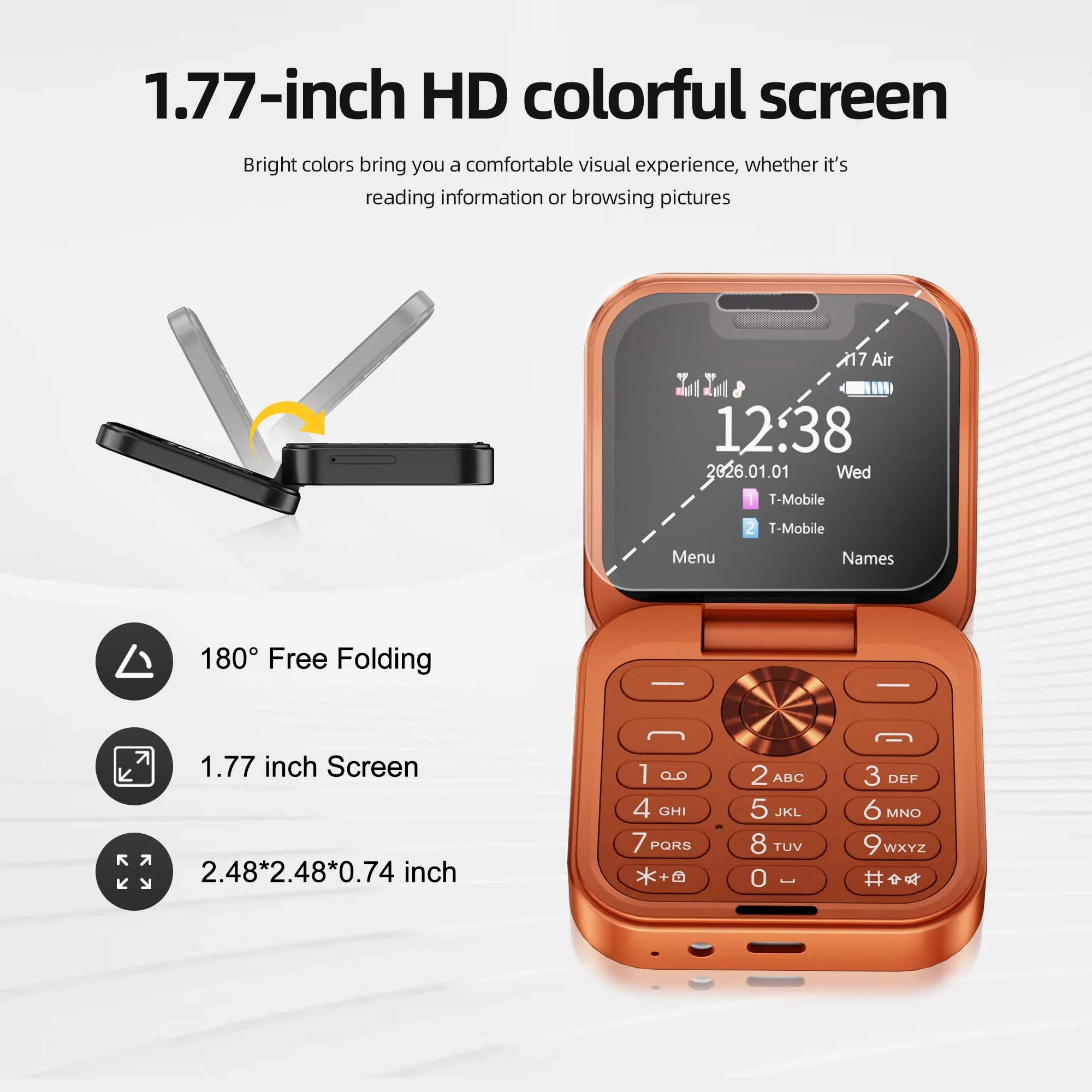 SERVO I17 Air Mini Foldable Mobile Phone 1.77