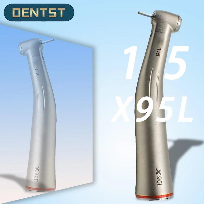 Dental X95L Against Contra Angle 1:5 Increasing Speed Handpiece Push Button Fiber Optic Handpiece Inner Water Red Ring