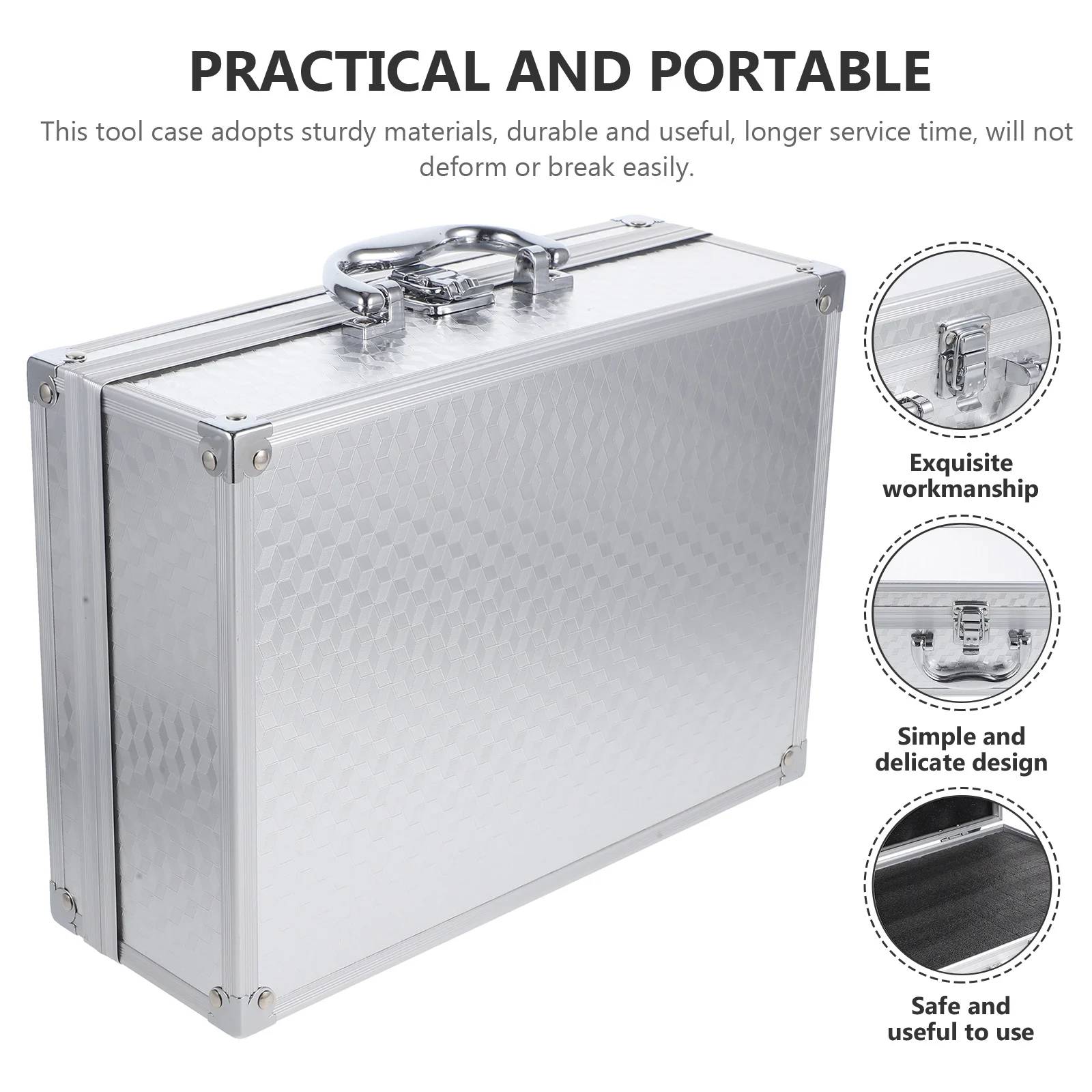 

Aluminum Alloy Carrying Case Sturdy Tool Holder for Transport Storage Outdoor Travel Heavy Duty Portable Metal Case