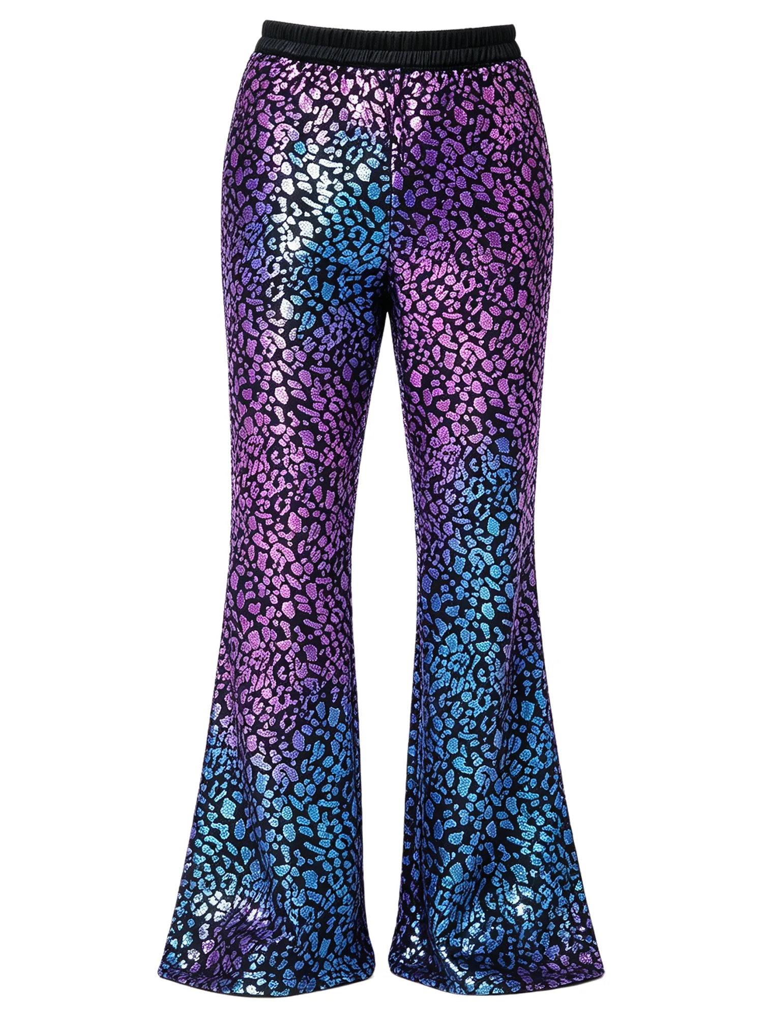Men Vintage 80s Disco Trousers Metallic Shiny Spot Print Flared Wide Leg Jazz Funk Dance Night Club Bar Party Costume