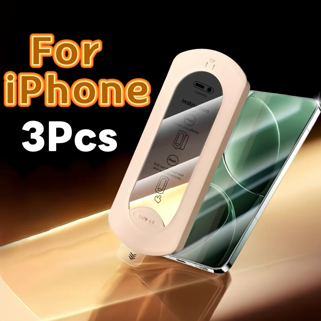 3 Stücke Für Apple iPhone 17 Air 16 15 14 13 12 11 Pro Max Plus Xs Xr 16e Gehärtetes Glas Displayschutzfolie Staubfreie Positionierung
