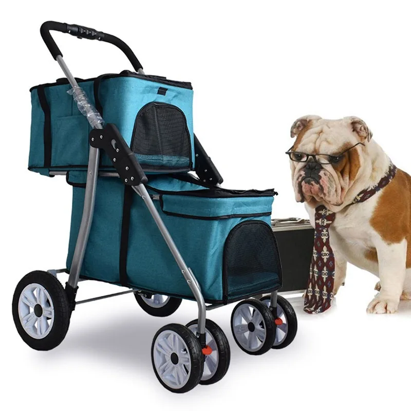 

Direct Selling Pet Trolley Foreign Trade Light Folding Small and Medium Pet Teddy Dog Cat Double-decker Dog Trolley Cat and Dog