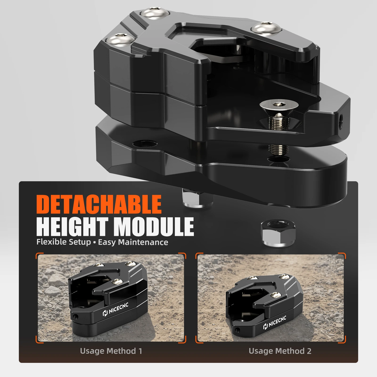 NICECNC Kickstand Extension Plate For BMW R 1300 GS Adventure R1300GS GSA R1300GSA 2024-2027 0.5in Raise Anti-Sink Wide Foot Pad