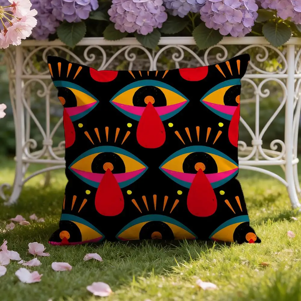 Boho Mystic Evil Eye Themed Print Cushion Cover Home & Car Dual-Scene Pillow Cover: Reversible for Premium Comfort