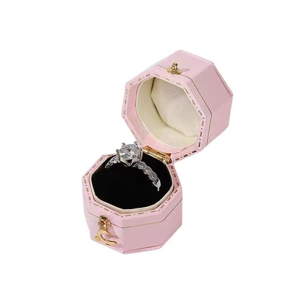 Portable Octagonal Earrings Ring Box Heart Shaped High-quality Jewelry Display Case Square Jewelry Case Wedding