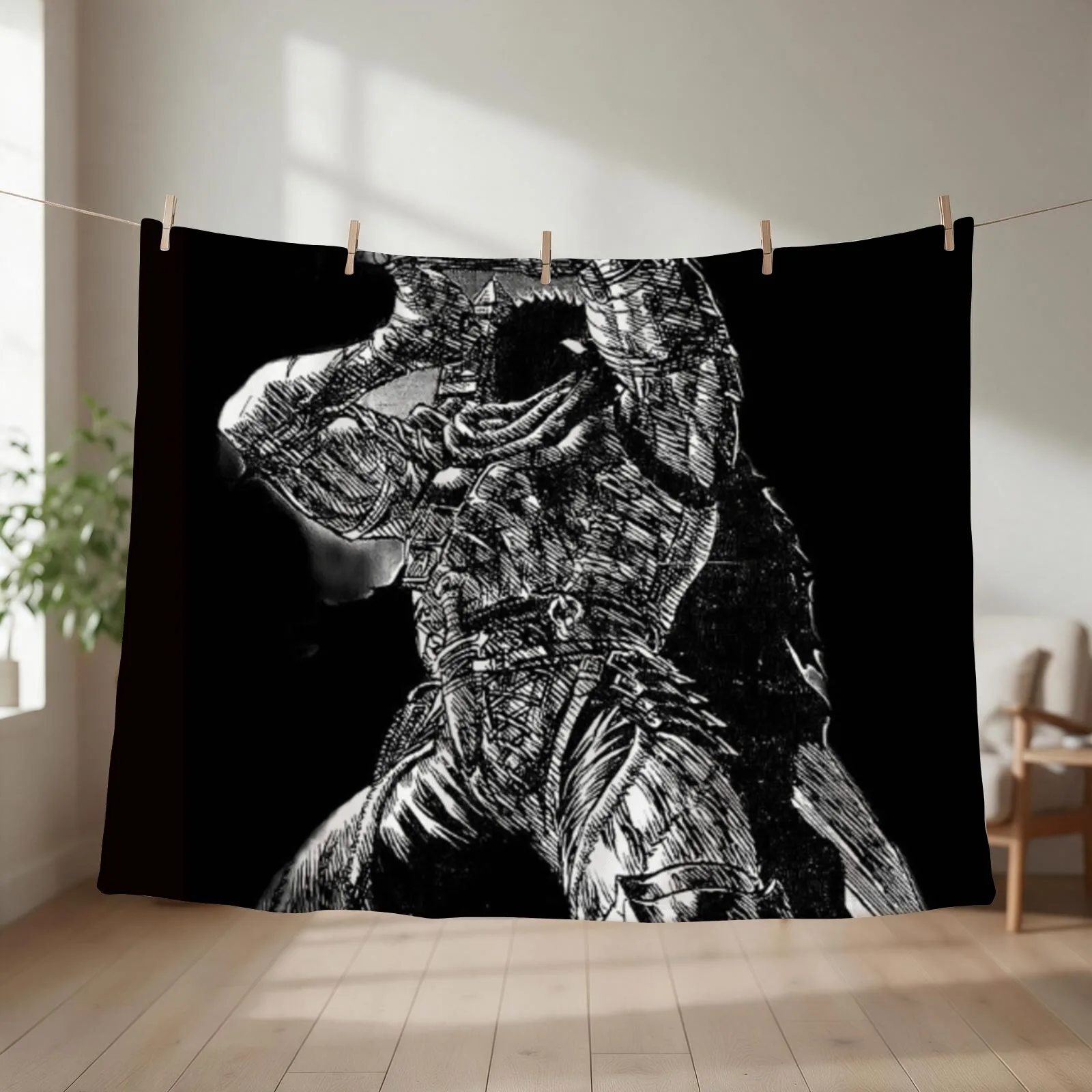 The Black Swordsman Throw Blanket couch cozy soft plush fuzzy picnic outdoor blanket