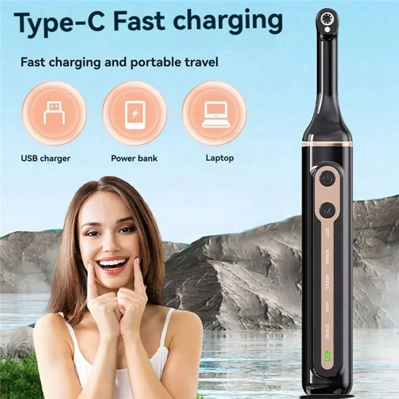 مجموعة أدوات تنظيف A76G للاستخدام العائلي مجموعة أدوات تلميع الأسنان الكهربائية مع 5 قطع وظيفة تفتيح الأسنان الكهربائية باللون الأبيض #6