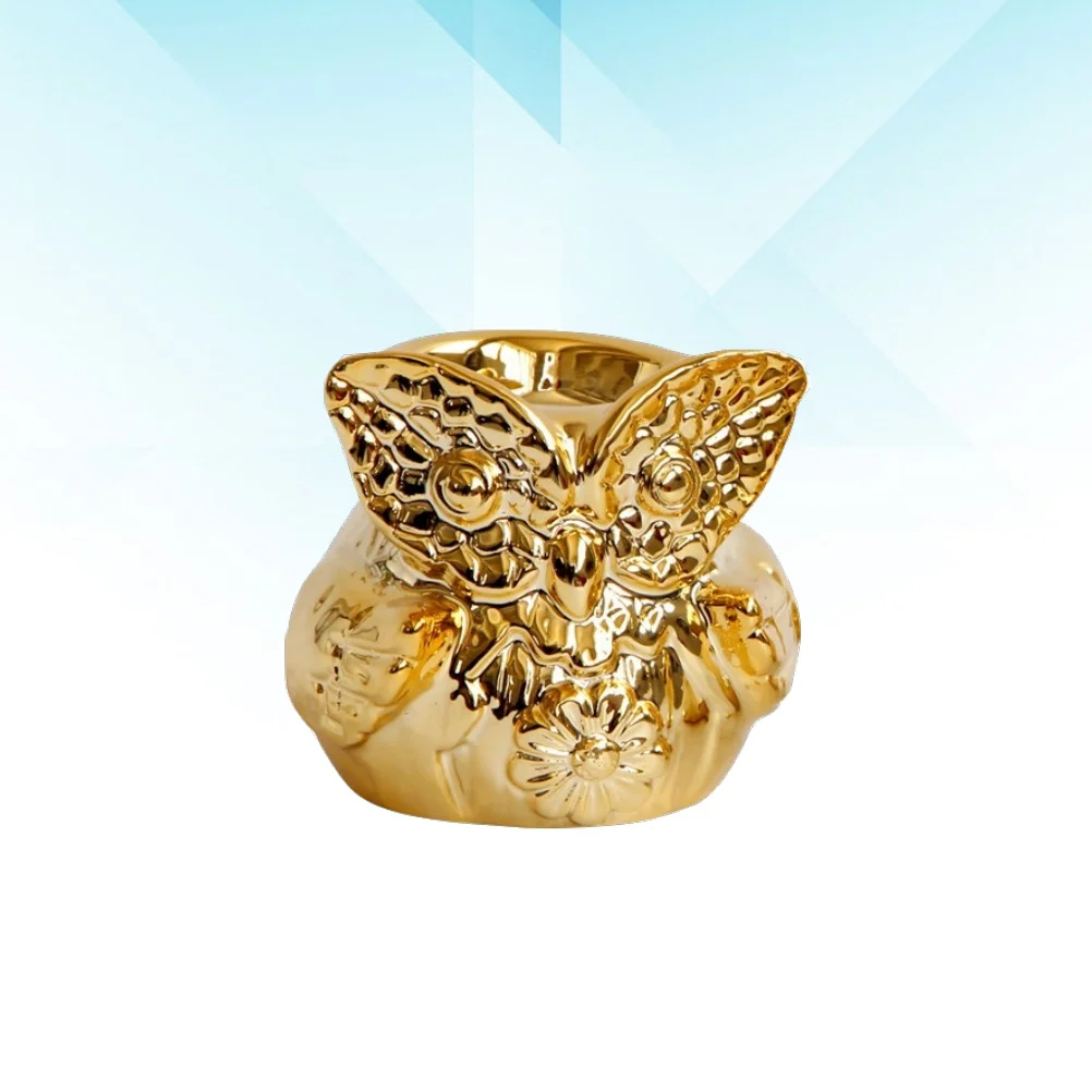 

Owl Golden Ceramic Holder Big Eyes Desktop Decor Home Office Unique Shape Exquisite Craft Festive Holiday Feel