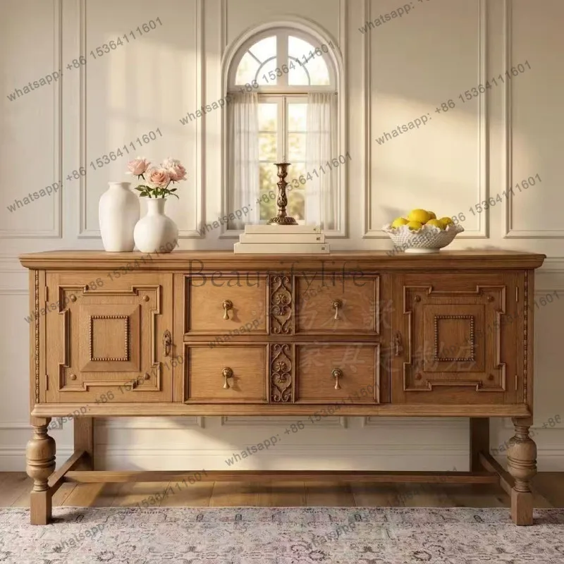 French vintage solid wood sideboard entrance home decoration storage cabinet