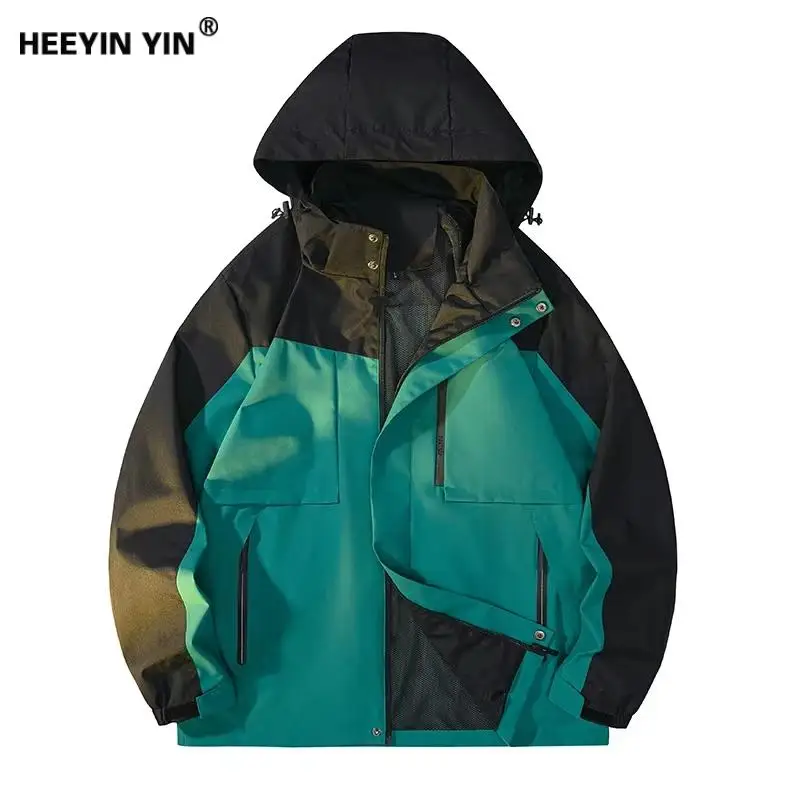 

2023 New Men'S Autumn Winter Oversized Hooded Outdoor Jacket Sports Hiking Camp Cycling Windproof Waterproof Mountaineering Coat