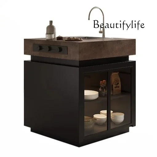 

Full rock slab restaurant Small apartment Western kitchen Home multi-functional custom retro separate