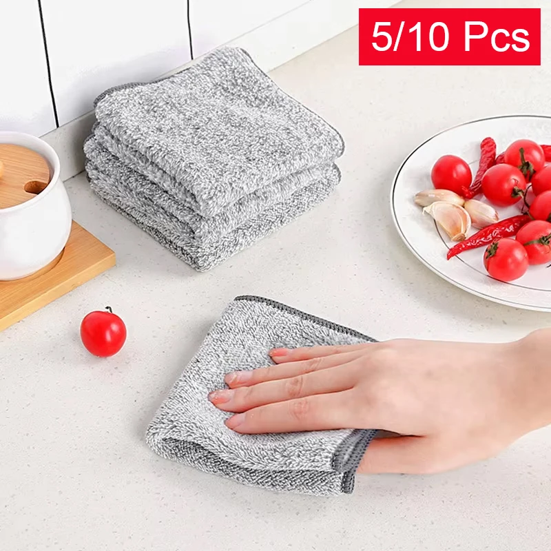 Bamboo Charcoal Fiber Dishwashing Cloth for Kitchen Oil Resistant Non-Staining Hairless Kitchen Specific Dishcloth