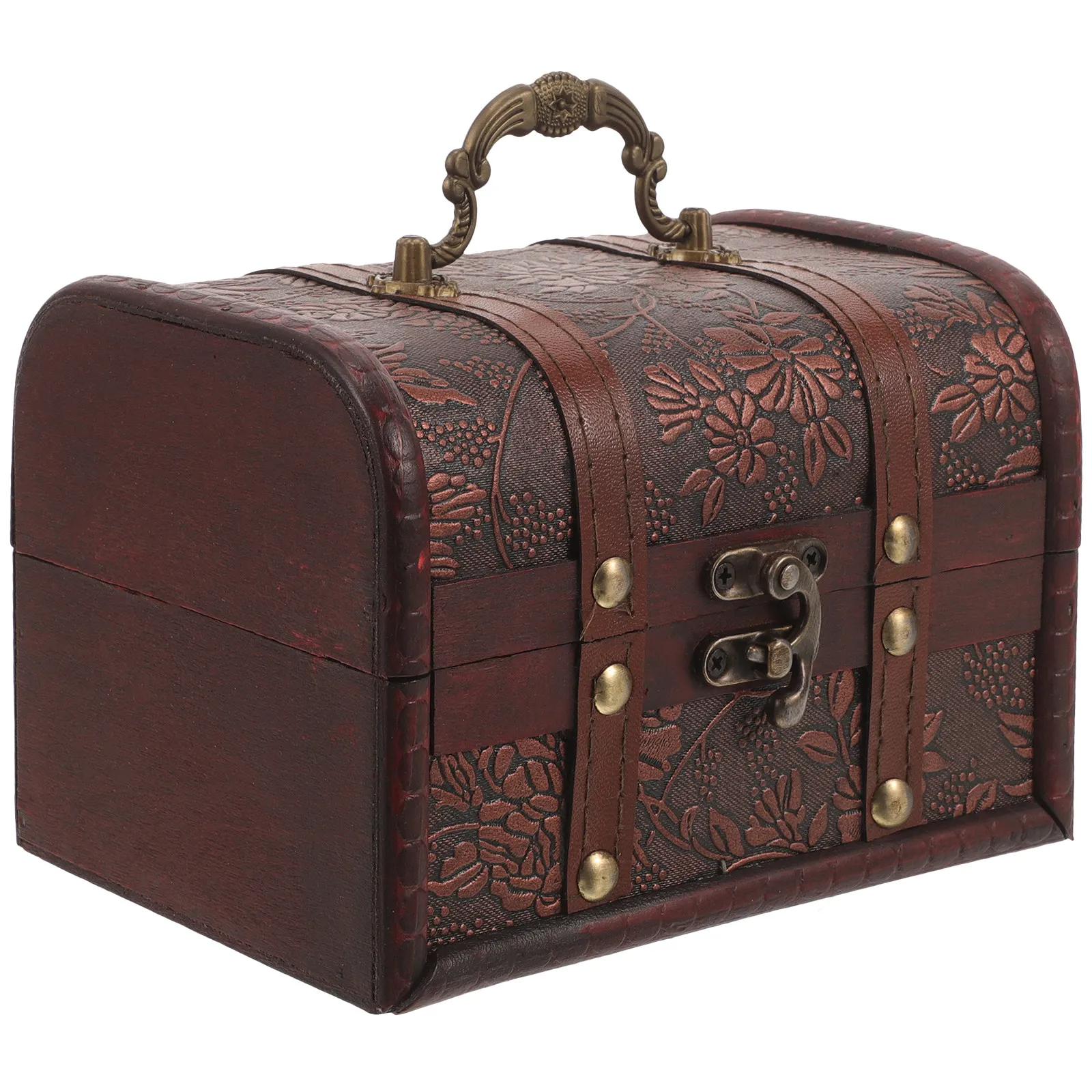 Wooden Keepsake Box Vintage Finish Solid Wood Jewelry Organizer Spacious Interior for Rings Necklaces Bracelets Retro Trinket