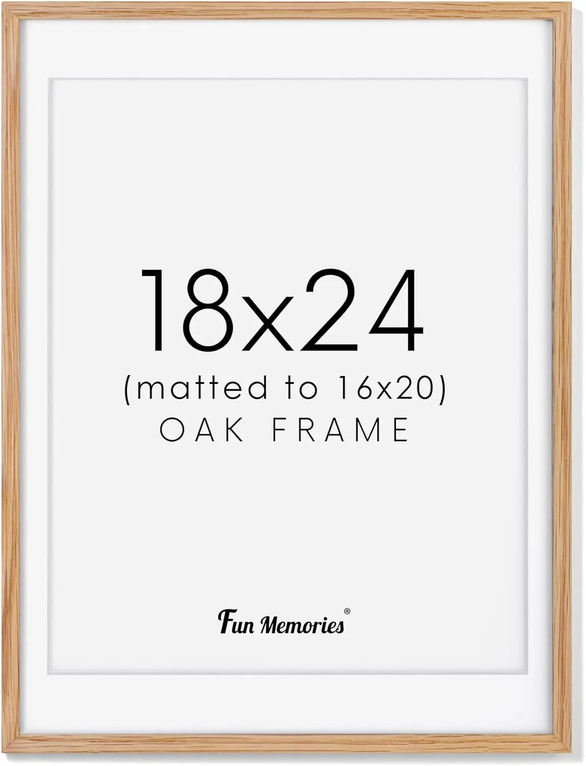 

18x24 Picture Frame, Solid Oak Wood 18 X 24 Frame for Wall, 18x24 Oak Poster Frame with Real Glass, 18x24 Matted Frame