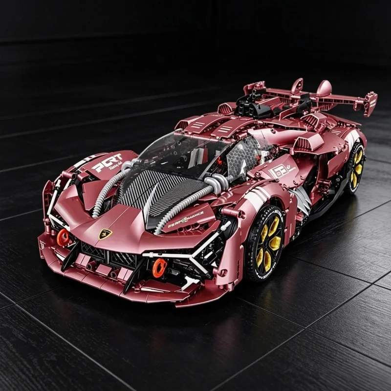 

2026 New Metal Texture Electroplated Pink Car Building Blocks Adult Collectible Assembly Model Desktop Decoration