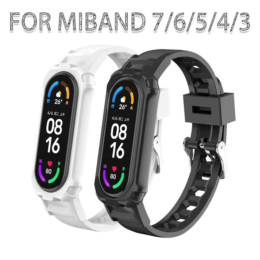 One-piece TPU Jelly Case for Xiaomi Mi Band 3 4 5 6 7 Clear Silicone Wristband Miband Band 7 Straps DIY Replacement Accessories