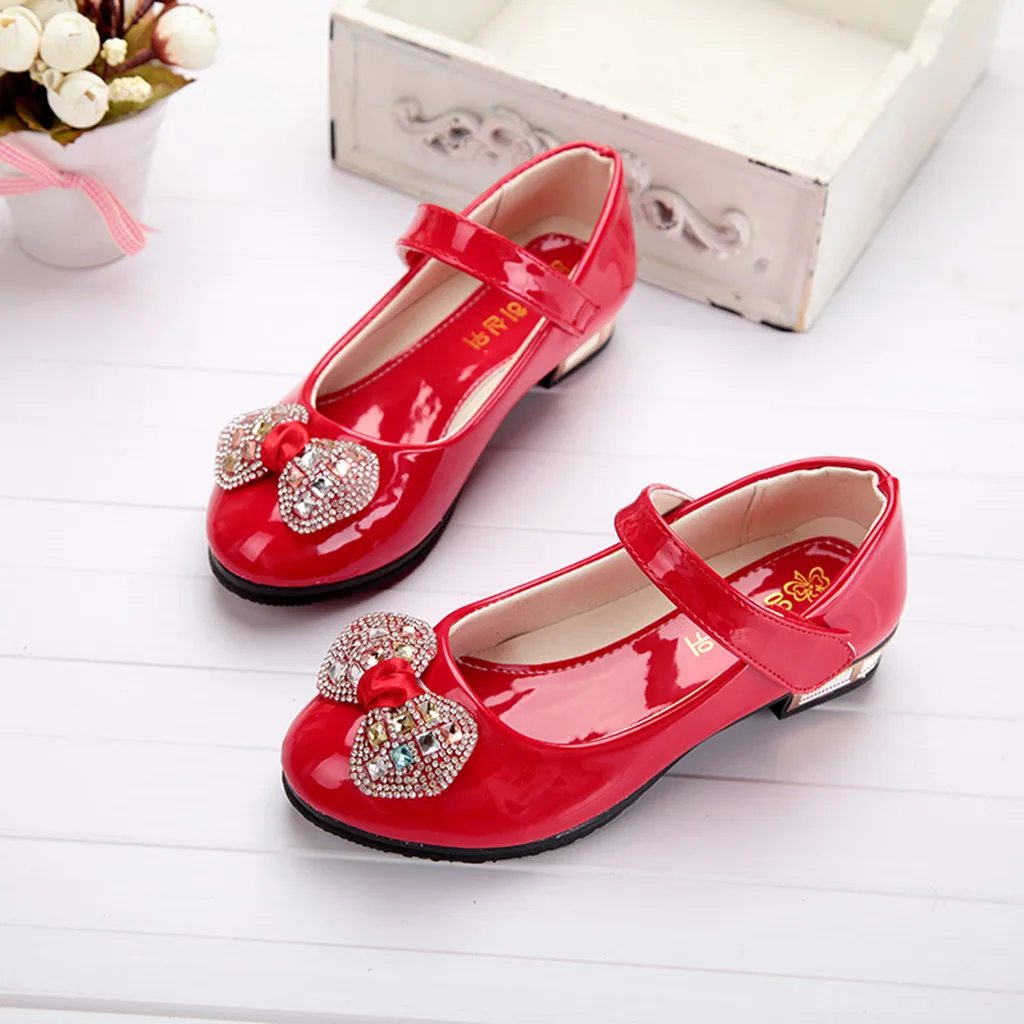 Girls Sandals Shoe Red Girls Shoes 2025 Newly Arrived Infant Kids Baby Girls Crystal Bling Bowknot Single Princess Shoes Sandals