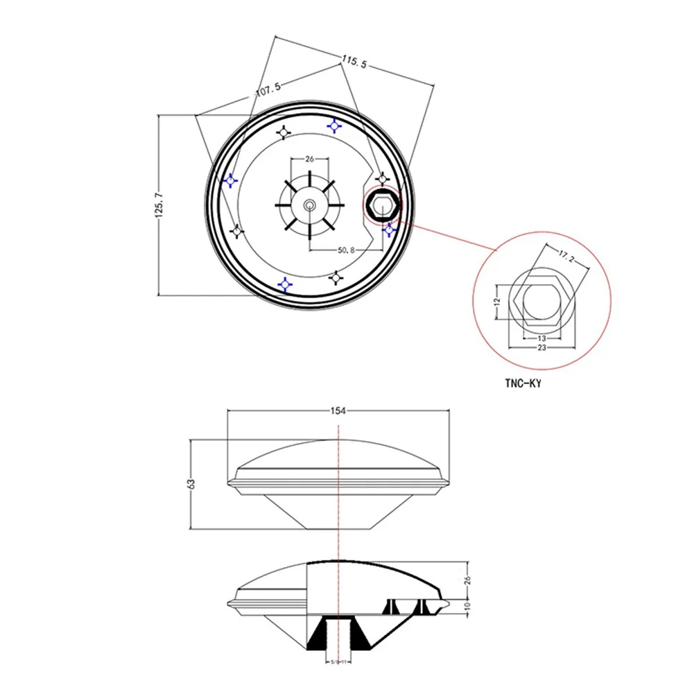 High Precision GNSS Differential RTK Mapping Mushroom Head GPS Positioning BDS GLONASS GALILEO Antenna Suction Bracket