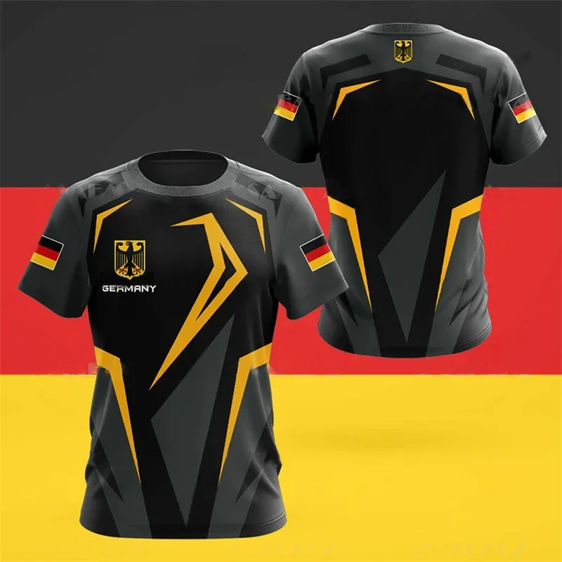 2026 Modisches Deutsches Flaggen-T-Shirt im Retro 3D-Stil für Herren, Sommer-Outdoor-Sport, Atmungsaktiv und Schnelltrocknend