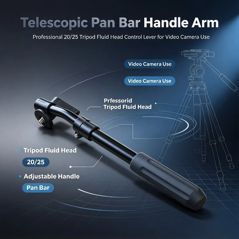 Telescopic Pan Bar Handle Arm, Professional 20/25 Tripod Fluid Head Control Lever for Video Camera Use